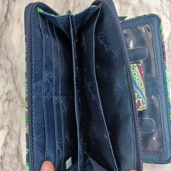 VERA BRADLEY RHYTHM & BLUES PATTERN TURN LOCK WALLET WOMEN - Picture 11 of 11